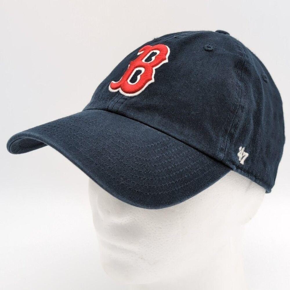 Boston Red Sox Hat Cap Strap Back Mens One Size Blue MLB Baseball 47 Brand
